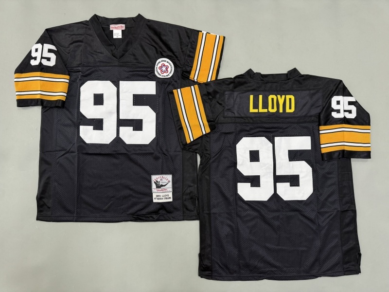 Men 2025 Pittsburgh Steelers #95 Lloyd black Throwback Limited NFL Jersey style 002